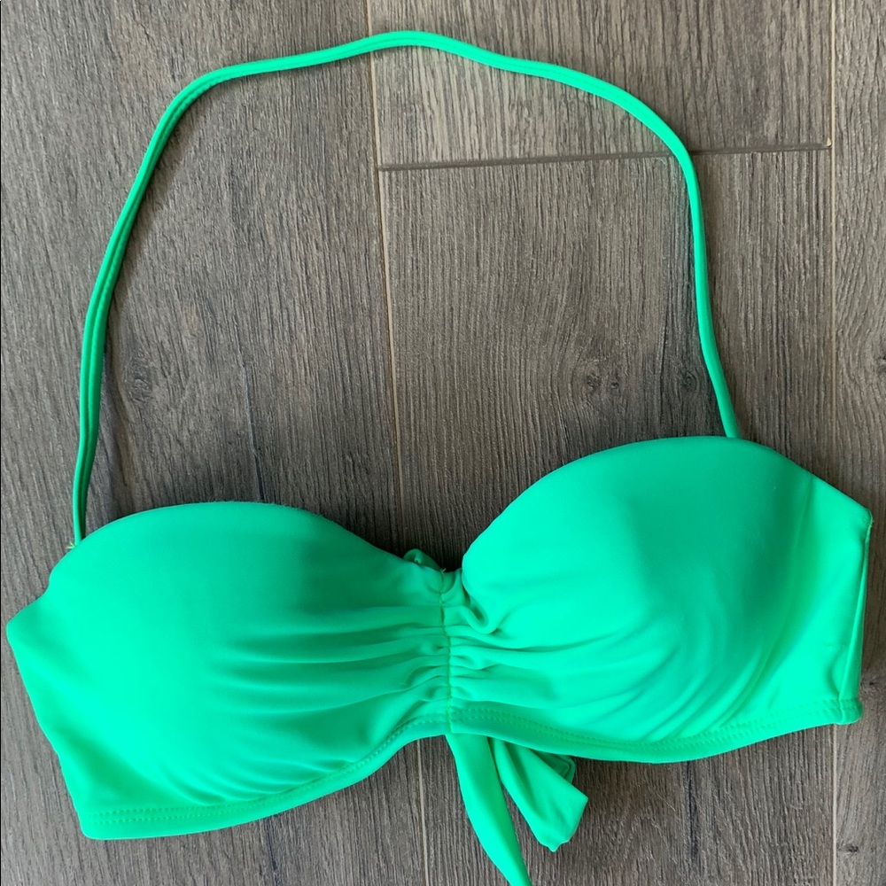 Green bandeau swim top